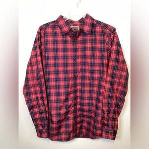 Exofficio Mens Red and Blue Plaid Casual Shirt Insect Shield